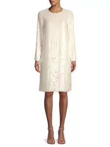 Lafayette 148 New York Bonnie Iridescent Sequin Shift Dress, Lined, Size XS - Picture 1 of 8