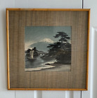Vintage Mount Fuji Framed Japanese Painting on Silk Artwork