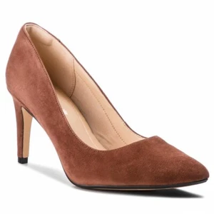 New Ladies / women Clarks Tan Suede Heels "Laina Rae" Shoes Leather