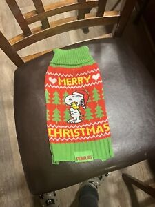 Peanuts Dog Apparel Merry Christmas Snoopy Woodstock Sweater Size Extra Small