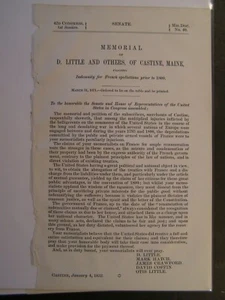 Gov Report 1871 D Little & Others of Castine ME Indemnity French Spoliation - Imagen 1 de 1