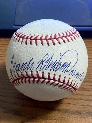 FRANK ROBINSON 9 SIGNED AUTOGRAPHED OML BASEBALL!  Orioles, Reds! HOF!  MVP! JSA - Image 1 of 3