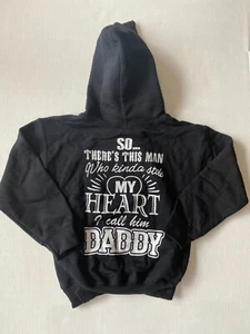 Daddy has my Heart Youth XS Pullover Hoodie Black - Picture 1 of 5