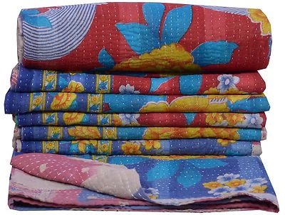 Colcha Reversible Patchwork Manta De Colección Kantha Edredón Algodón Bohemio Boho Foto 1 de 4