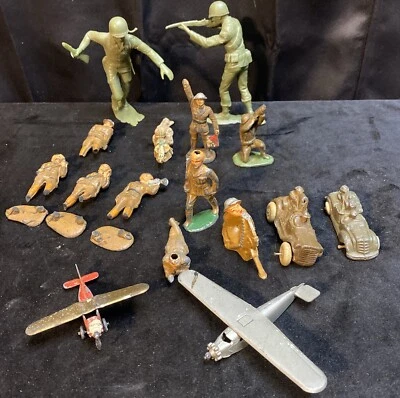 Soldados Segunda Guerra Mundial Aviones Coches Figuras Metal/Plástico Lote Mixto de 15 Rotos Foto 1 de 4