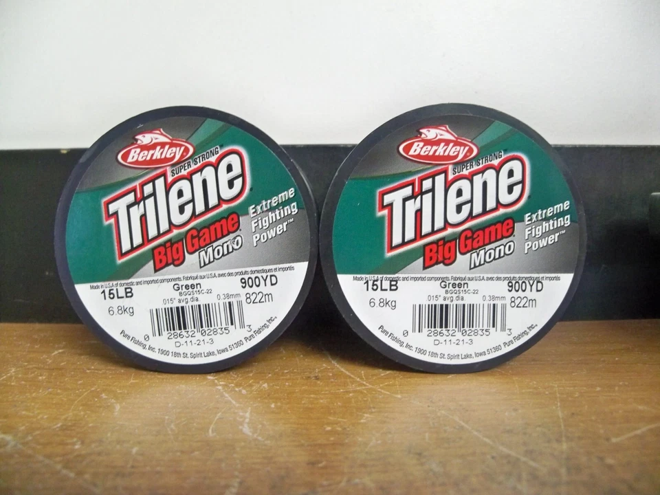 Berkley Trilene Big Game Fishing Line 15lb 900 Yd Green With Worm Hooks