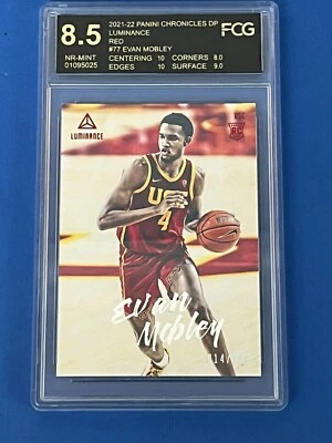Evan Mobley 2021-22 Panini Chronicles Draft Picks Luminance Red 77 Graded #/149 - Image 1 of 4