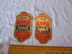 2 etiquetas vintage BELKNAP BLUE GRASS Louisville Kentucky - Imagen 1 de 2