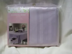 ESSENTIAL HOME NEUTRAL (PURPLE) FABRIC STRIPED OBLONG TABLECLOTH 60”x 84” NEW - Picture 1 of 3