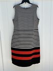 Calvin Klein Sheat, Multi-Colored, Striped, Sleeveless, Back Zipper,Dress 18W
