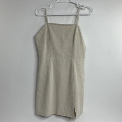 NUEVO Vestido Solero Entro Bronceado Neutro Correa Espagueti Lino Para Mujer’s S Ranura Nuevo con Etiquetas Foto 1 de 4