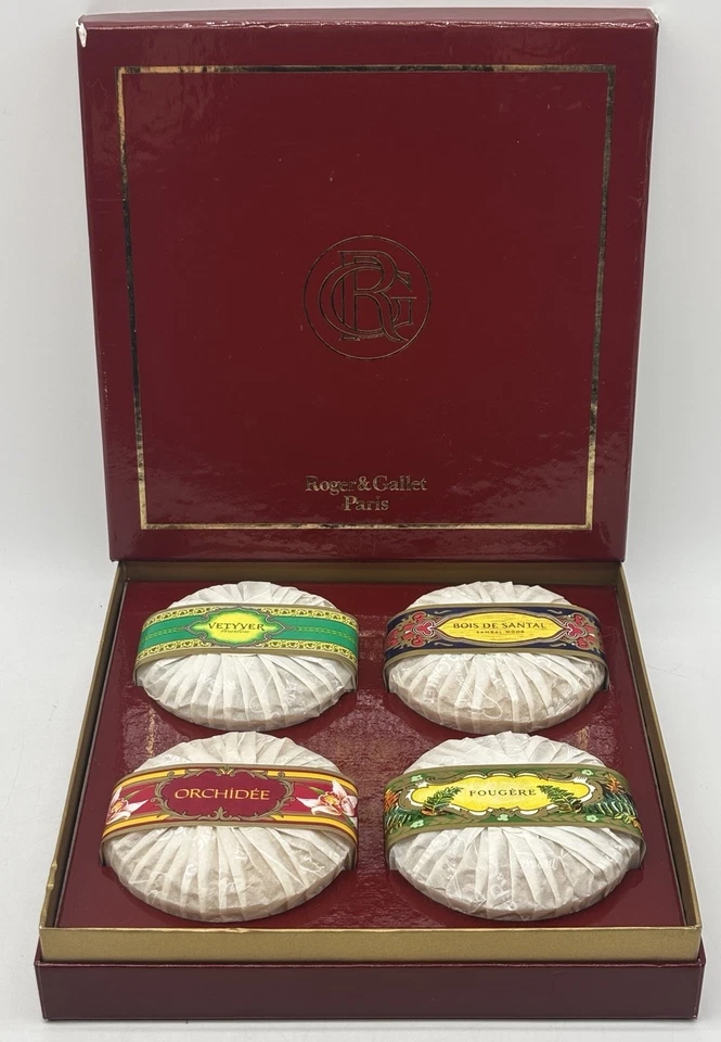 4 Roger & Gallet à 150g Orchidee Vetyver Fougere Santal Hand Bade Seife Set Neu - Bild 1 von 4