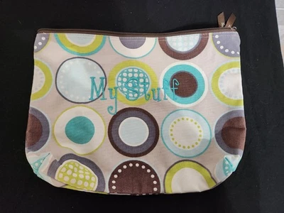 Bolsa grande con cremallera Thirty One Minty Chip "My Stuff" bordada Foto 1 de 4