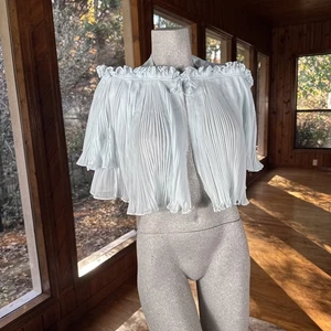 Chaqueta de Cama Vintage Años 40/50 Vanity Fair Pequeña Micro Plisada Gasa Transparente Capelet - Imagen 1 de 13
