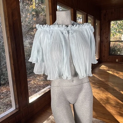 Vintage Bed Jacket 1940s/50s Vanity Fair Small Micro Pleat Sheer Chiffon Capelet - Image 1 of 4