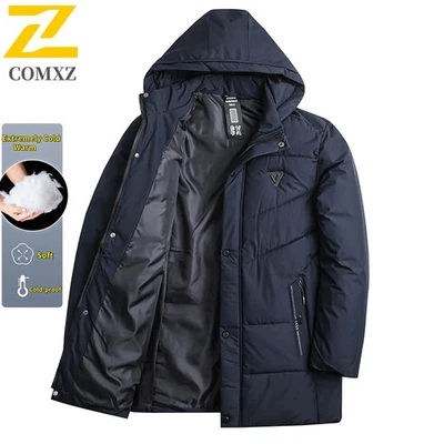 Winter Parkas Male Detachable cap Thick Warm Padded Jacket Men Loose Hooded  - Image 1 of 4