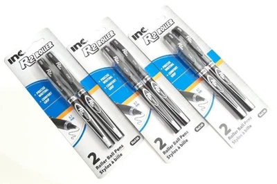 3 PACKS 6 PENS INC® R-2™ ROLLER PRECISE WRITING COMFORT GRIP BLACK INK 0.7 mm