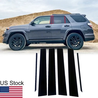 For TOYOTA 4RUNNER 2010-2023 6Pcs Glossy Black Pillar Posts Window Door Covers - Image 1 of 4