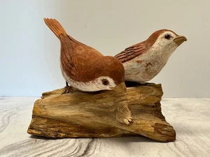 Vintage Rosa Ford Carved Wooden Life Size Sparrows - Picture 1 of 10