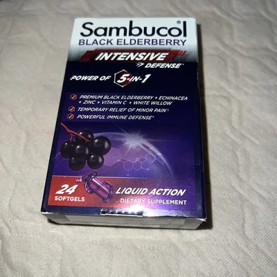 Cápsulas blandas de saúco negro Sambucol 5-1 defensa intensa, 24 unidades exp 10/26 Foto 1 de 2