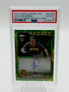 2024 Topps Chrome Update Jackson Merrill verde amarillo lámpara de lava automática/85 PSA 10 - Imagen 1 de 2