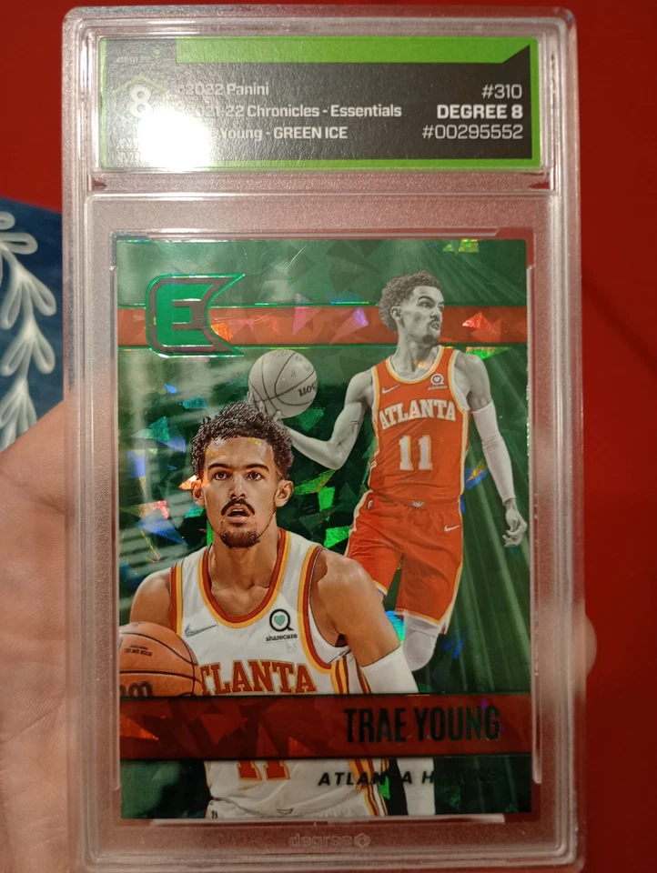 2022 Panini Chronicles -Essentials Trae Young Green Ice Graded Degree 8 - Image 1 of 4