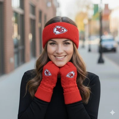 Nuevos guantes de punto con cable para mujer Kansas City Chiefs Foto 1 de 4