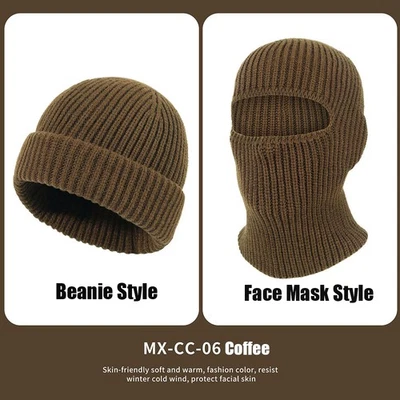 Máscara facial completa Balaclava gorro chapéus 2 em 1 malha à prova de vento capa térmica para cabeça - Imagem 1 de 4
