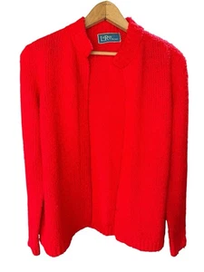 Vintage 1960's LeRoy Knitwear Women's XL Cardigan Sweater Red Ladies Soft - Picture 1 of 7