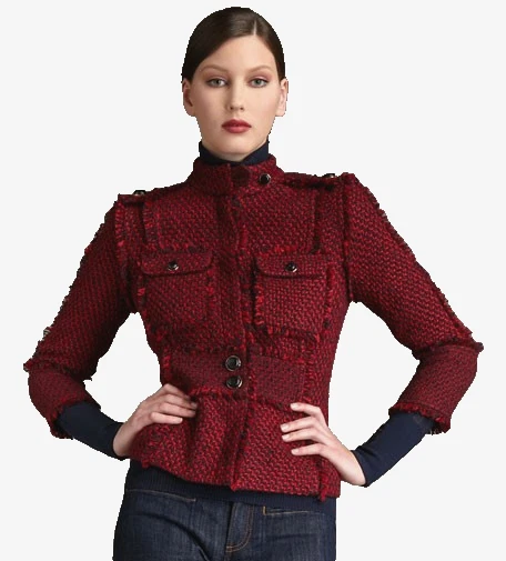 Tory Burch Kington Tweed Jacket Women Red Travel Preppy Jacket, Holiday Coat~10 - Image 1 of 4