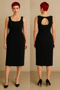 Carole Little Black Sleeveless Evening Dress Midi Sequins Keyhole Back Size 10 - Picture 1 of 5