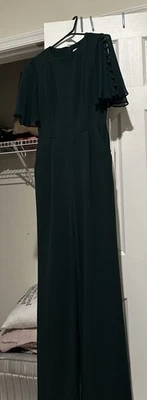 Macacão CALVIN KLEIN CHIFFON MANGA LISA LONGO MALAQUITA, TAMANHO 4 NOVO COM ETIQUETAS - Imagem 1 de 4