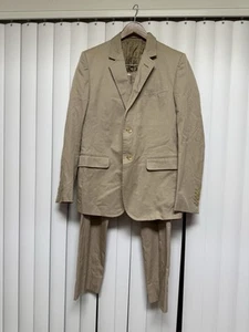 GUCCI Men’s 2 Piece Suit size 52 R Single Breast 2 Button Beige Made In Italy - Picture 1 of 17