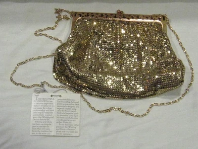 Monedero de malla vintage Whiting and Davis tono dorado nuevo con etiquetas Foto 1 de 4