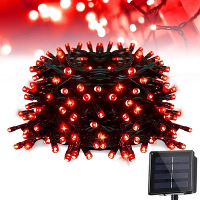 Red Christmas Lights Solar Powered String Lights 200LED Outdoor Garden Valentine - Image 1 of 4
