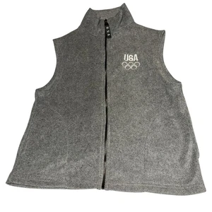 Vintage USA Olympic Embroidered Fleece Full Zip Vest Gray Size M Made in USA - Bild 1 von 12