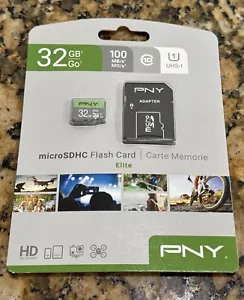 32GB PNY Elite Class 10 U1 microSDHC Flash Memory Card with Adapter - Picture 1 of 1