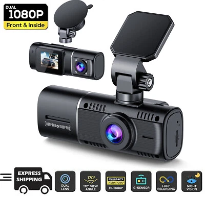 TOGUARD Doble Dash Cam 1080P+1080P Frontal Interior Cabina Coche Cámara Grabadora de Conducción Foto 1 de 4