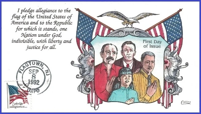 USA7 #2593 U/A COLLINS HAND PAINTED FDC   Pledge of Allegiance - Black 29 & USA - Image 1 of 1