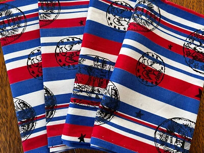 4 Handmade Patriotic Eagle George Washington Cotton Napkins Red White Blue - Image 1 of 4