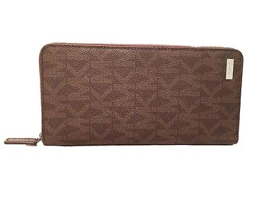 Michael Kors Hombres Marrón Jet Set Viaje PVC Cremallera Alrededor Cartera Larga 18618-1 Foto 1 de 2