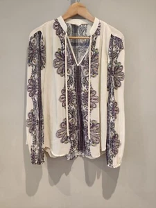 Monsoon Yasmin Pleated Chiffon Blouse Ivory Small RRP £60 - Picture 1 of 4