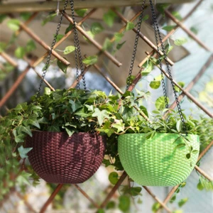2x Rattan Hanging Plant Baskets 6 Colour 16.5cm Diameter - Picture 1 of 16