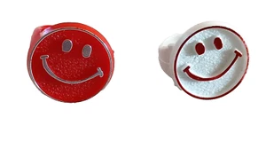 2 Vtg Gum Ball Vending Machine Plastic Ring Smiley Face Hong Kong 1970s NOS - Picture 1 of 3