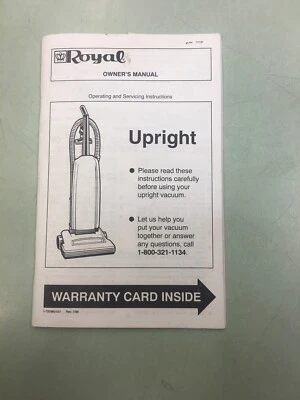 Royal Red Dirt Devil manual del propietario y tarjeta de garantía e información del usuario 8100 Foto 1 de 4