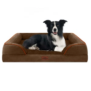 Large Orthopedic Foam Chocolate Dog Bed36x27x8-Removable Cover&3+1/2Side Bolster - Picture 1 of 11
