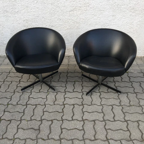 Pair 2pcs Vintage Swivel Lounge Shell Armchair Chair Mid Century 70s Cover