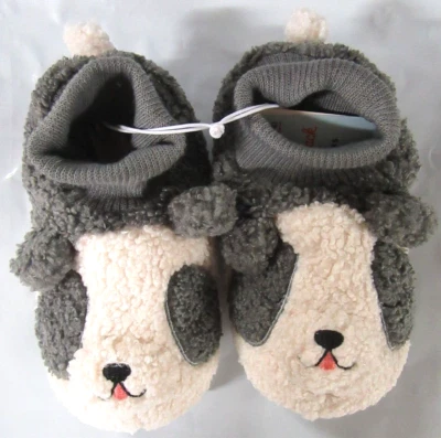 Новый - рекомендуемая розничная цена производителя $15,00 Cat & Jack ребенка ясельного возраста серый / белый щенок собаки тапочки M (7/8) - Изображение 1 из 4