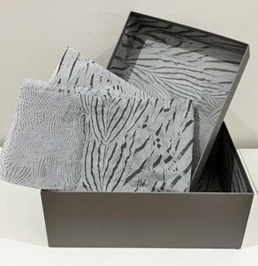 Alexander McQueen Empty Shoe Box with Tissue Paper - Large, Grey - Embossed Logo - Picture 1 of 17