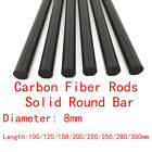 8mm Dia Carbon Fiber Rods Solid Round Bar 100/120/150/200/220/250/280/300mm L